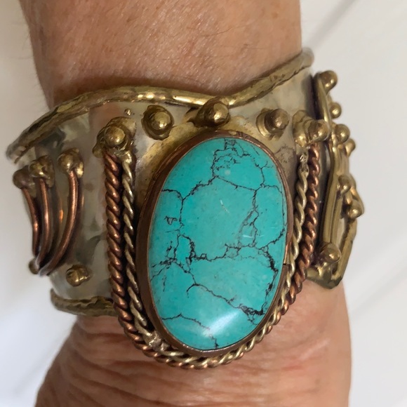 Jewelry - Stunning Multi Tone Turquoise cuff bracelet